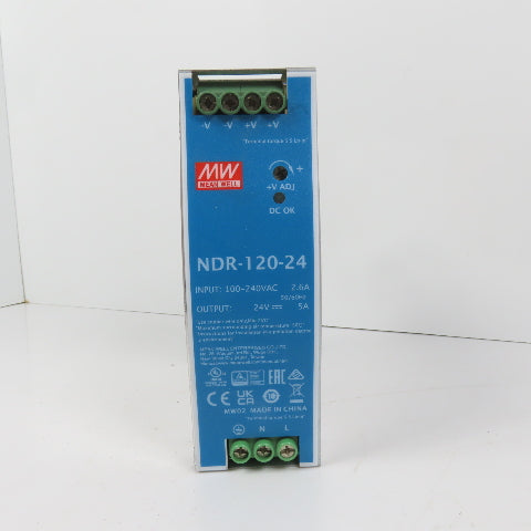 Mean Well NDR-120-24 24V DC 5A Power Supply 100-240VAC Input (Clean)