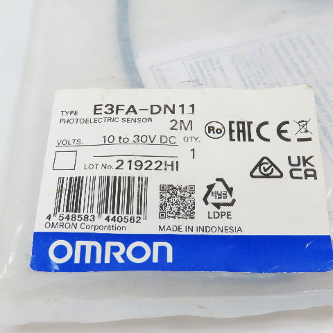 Omron E3FA-DN11 M18 Threaded Barrel Photoelectric Sensor 10-30VDC Class 2