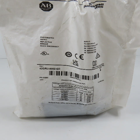Allen Bradley 42GRU-9002-QD Ser B Photoelectric Sensor Photoswitch 5-Pin NEW