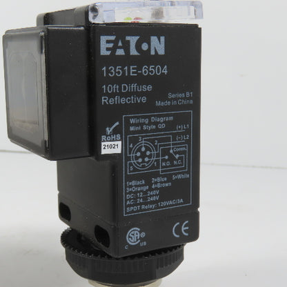 Eaton 1351E-6504 Photoelectric Sensor 10 Ft. Range Diffuse Reflective NEW