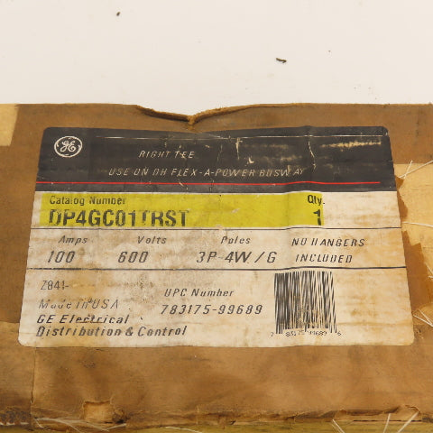 GE General Electric DP4GC01TRST Flex-A-Power Right Angle Busway Tee 100A 600V 3P