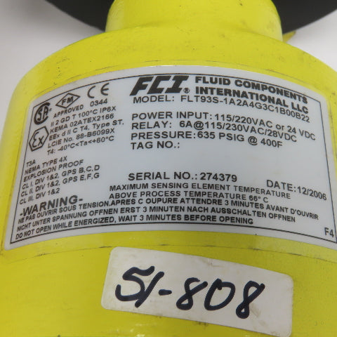FCI FLT93S-1A2A4G3C1B00B22 Flow Meter 115V 635PSIG 400°F 2" Flange 300#