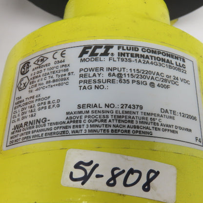 FCI FLT93S-1A2A4G3C1B00B22 Flow Meter 115V 635PSIG 400°F 2" Flange 300#