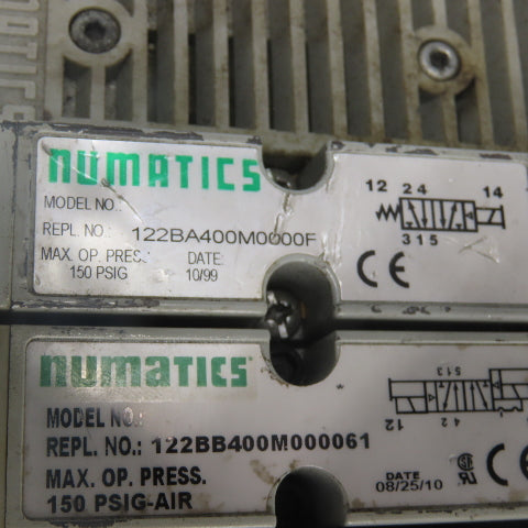 Numatics 122BA400M0000F 122BB400M000061 Solenoid Valve Manifold Block 24VDC