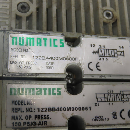 Numatics 122BA400M0000F 122BB400M000061 Solenoid Valve Manifold Block 24VDC