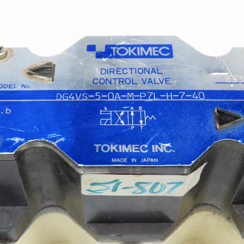 Tokimec DG4VS-5-0A-M-P7L-H-7-40 5/2 Position Hydraulic Solenoid Valve 24VDC