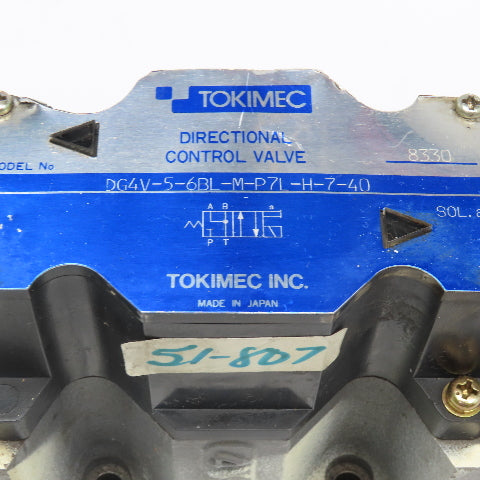 Tokimec DG4V-5-6BL-M-P7L-H-7-40 5/2 Position Hydraulic Solenoid Valve 24VDC