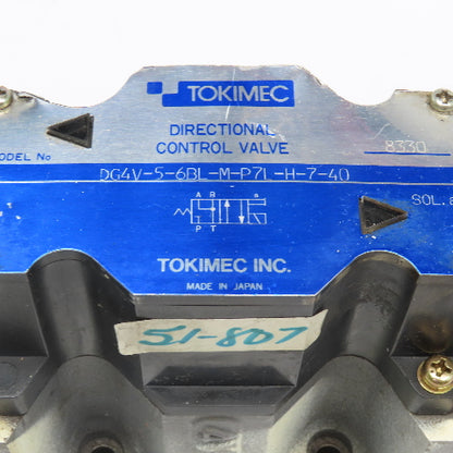 Tokimec DG4V-5-6BL-M-P7L-H-7-40 5/2 Position Hydraulic Solenoid Valve 24VDC
