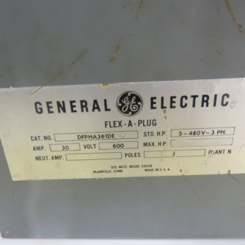 General Electric DFPHA361DE-J Flex-A-Plug 30A Disconnect Switch 600V 15HP 3Ph