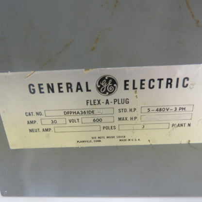 General Electric DFPHA361DE-J Flex-A-Plug 30A Disconnect Switch 600V 15HP 3Ph