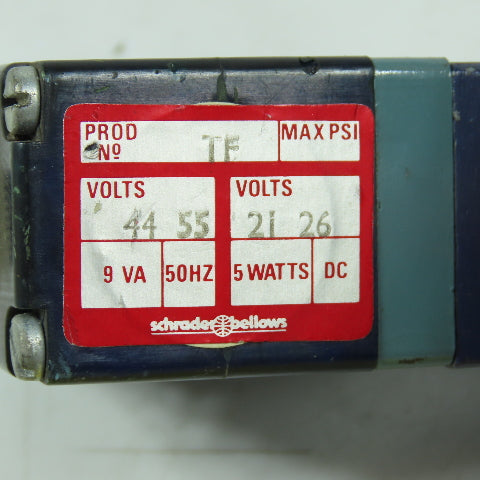 Schrader Bellows LB 53014 TF 105 Pneumatic Solenoid Valve 44/55-21/26V DC 50HZ