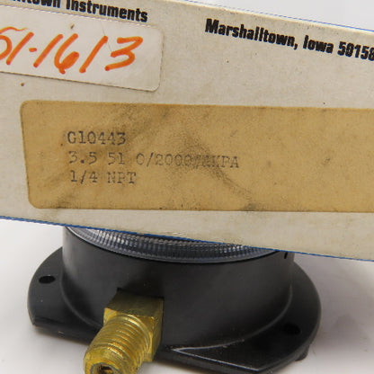Marshalltown G10443 1/4" NPT Bottom Port Pressure Gauge 0-200PSI 14000kPa
