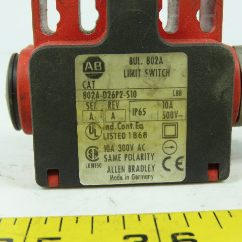 Allen Bradley 802A-D26P2-S10 SerA Plunger Limit Switch 10A 500V