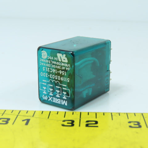 Midtex 51190503-330 156-14C2L5 5A 24VDC Relay 240VAC 14-Pin