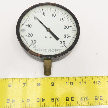 Ashcroft 1/4" NPT 0-30 IN Hg. VAC 0-30PSI Vacuum Pressure Guage 4"