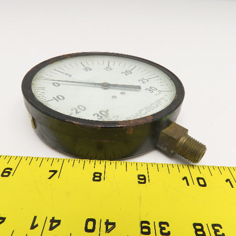 Ashcroft 1/4" NPT 0-30 IN Hg. VAC 0-30PSI Vacuum Pressure Guage 4"