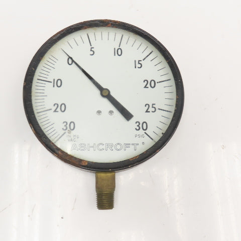 Ashcroft 1/4" NPT 0-30 IN Hg. VAC 0-30PSI Vacuum Pressure Guage 4"
