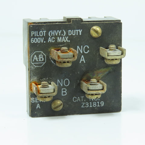 Allen Bradley 800H-Z31819 Pilot Duty Contact Block600VAC Max