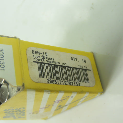 Bussmann Fusetron BAN-15 Dual Element Fuse 250V 15A NEW Lot Of 10
