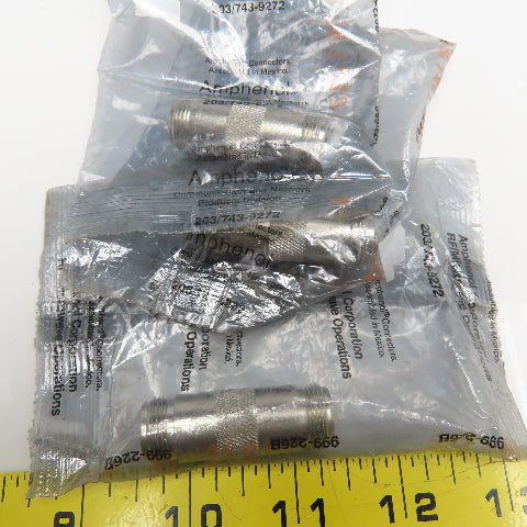 Amphenol 74868-UG-29B/U N-Type Jack Adaptor 50Ohm Straight Lot Of 3