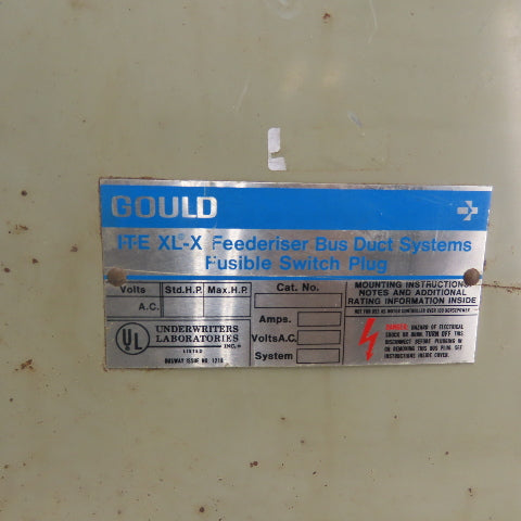 Gould RV363G ITE Bus Duct Fusible Switch Plug 100A 600V