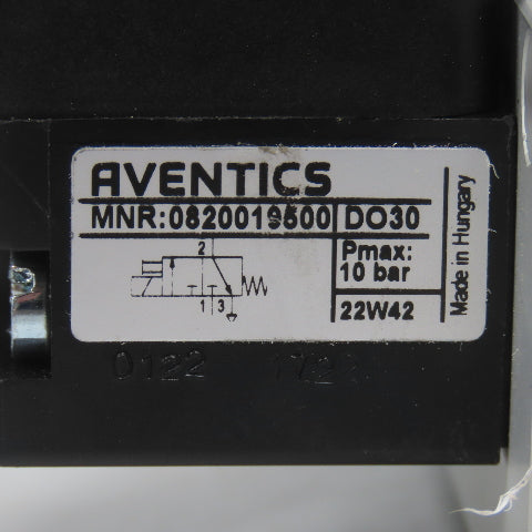 Aventics 0820019500 1824210220 Dual Solenoid Valve 220V Coil W/ Alum Block