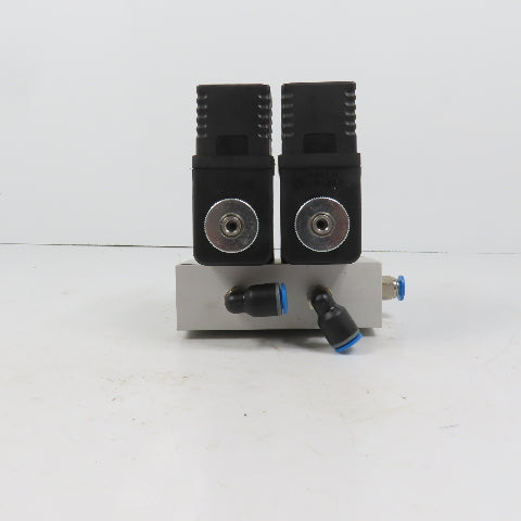 Aventics 0820019500 1824210220 Dual Solenoid Valve 220V Coil W/ Alum Block