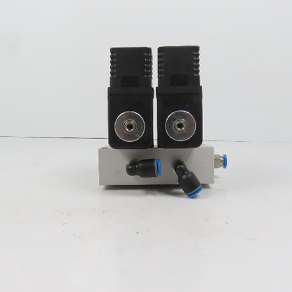 Aventics 0820019500 1824210220 Dual Solenoid Valve 220V Coil W/ Alum Block