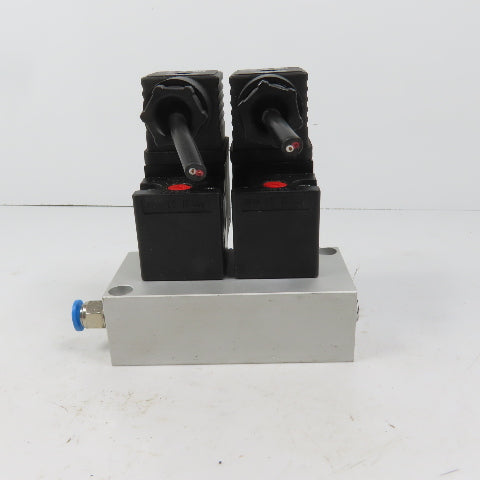 Aventics 0820019500 1824210220 Dual Solenoid Valve 220V Coil W/ Alum Block