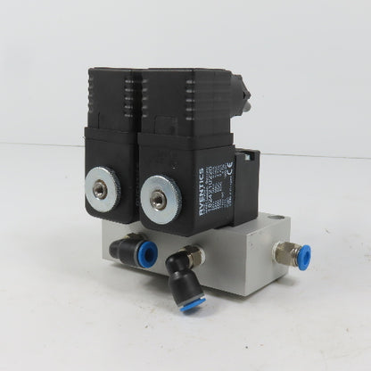 Aventics 0820019500 1824210220 Dual Solenoid Valve 220V Coil W/ Alum Block