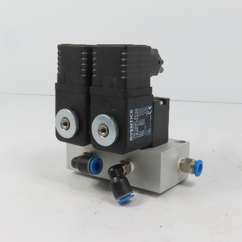Aventics 0820019500 1824210220 Dual Solenoid Valve 220V Coil W/ Alum Block