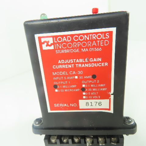 Load Controls Inc. CA-30 30A Adjustable Gain Current Transducer 0-1Milliamp