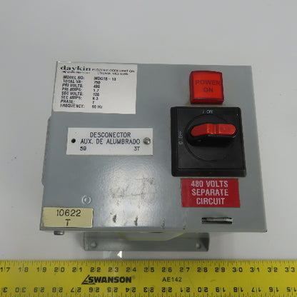 Daykin MDGTB-13 Disconnect Transformer Pri 480V Sec 120V 6.3A Total VA 750 1PH