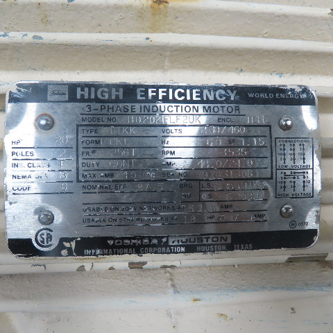 Hoffman T2B06 20HP 3Ph Exhauster Blower T-Series Compressor 230/460V W/ Tank