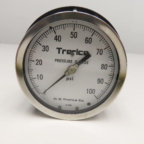 H.O. Trerice 52-2199 Panel Mount Pressure Gauge 0-100 PSI 1/4" NPT Back Ported