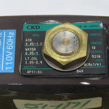 CKD AP11-8A-B4A 1/4" NPT 2 Way Solenoid Valve 100/110V Coil