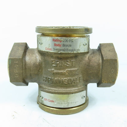 Ernst EFI-E-57 Bronze Sight Flow Indicator 200PSI Max 1" x 1" NPT