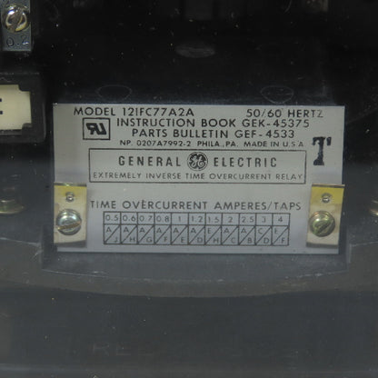 General Electric 12IFC77A2A GEF-4533 Extremely Inverse Time Overcurrent Relay