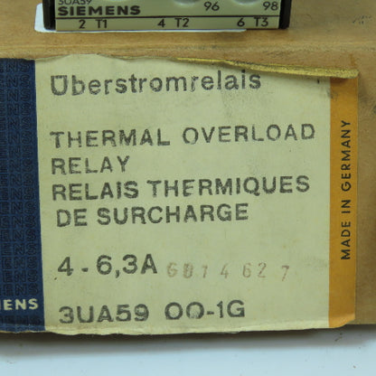 Siemens 3UA5900-1G Thermal Overload Protection Relay 4-6.3A 660V New