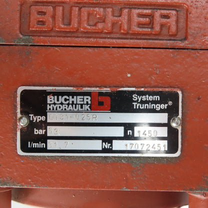 Bucher QT31-025R Internal Gear Hydraulic Pump 63 Bar 31.7 l/min 1450RPM