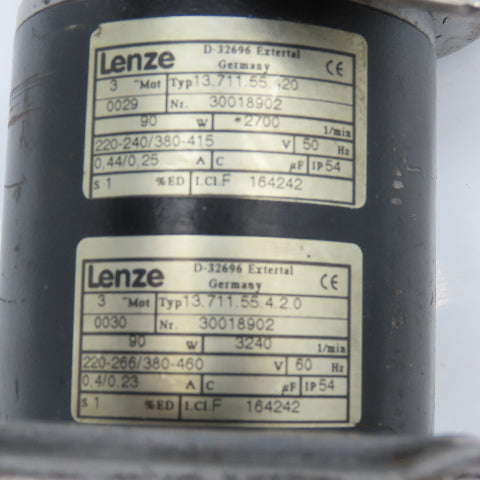 Lenze 13.711.55.420 58:1 Ratio Gear Motor 90W 220/460V 50/60Hz 56RPM Output