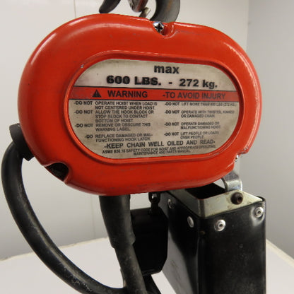 CM ShopStar 600LB Electric Chain Shop Garage Hoist 10' Lift 8FPM 120V 1PH