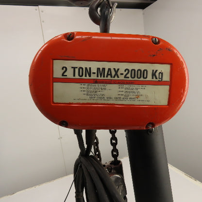 CM Lodestar Model R 2 Ton 4000LB Electric Chain Hoist 120V 1PH 10' Lift 8FPM