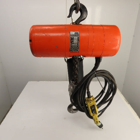 CM Lodestar Model R 2 Ton 4000LB Electric Chain Hoist 120V 1PH 10' Lift 8FPM