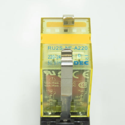 Idec RU2S-NF-A220 220-240VAC Power Relay 50/60HZ 10A W/ Base (Clean)