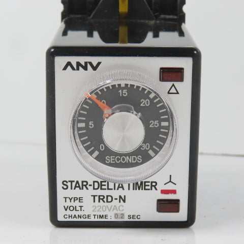 ANV Type TRD-N Star-Delta Timer Relay 220VAC 0-30 Seconds 5A W/ Base