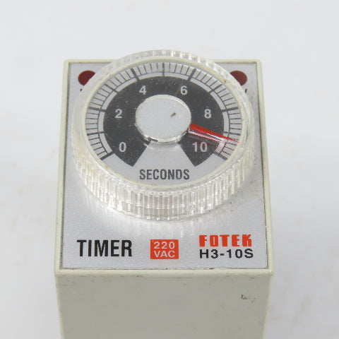 Fotek H3-10S 220VAC Power On Delay Timer Starter Relay 0-10 Seconds W/Base