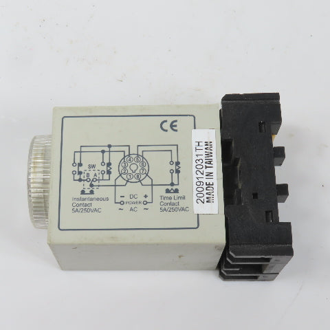 Fotek H3-10S 220VAC Power On Delay Timer Starter Relay 0-10 Seconds W/Base
