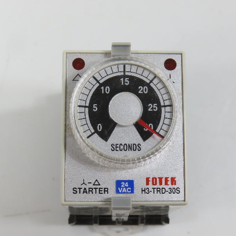Fotek H3-TRD-30S 24VAC Power On Delay Timer Starter Relay 0-30 Seconds W/Base