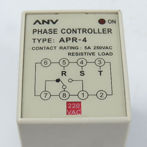 ANV APR-4 5A 220VAC Phase Reversal Relay Controller W/ Base